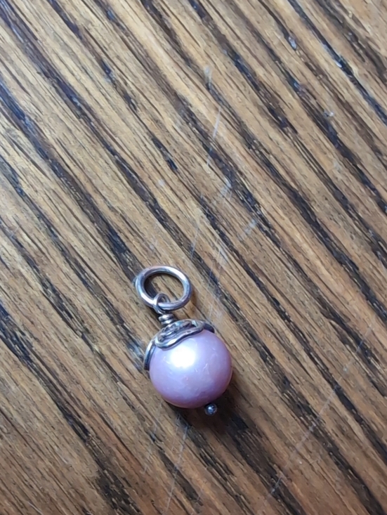 Pandora Jewelry - Retired Pandora Pink Pearl Drop Charm Pendant with Silver Cap